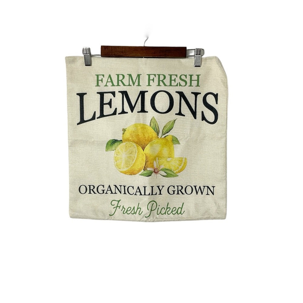 Lemon Themed Indoor Outdoor Pillow Covers 18 x 18 Farmhouse Style - Picture 4 of 5